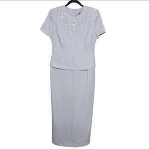 EUC Vintage R&M Richards By Karen Kwong Beaded Elegant Lavender Women's Dress